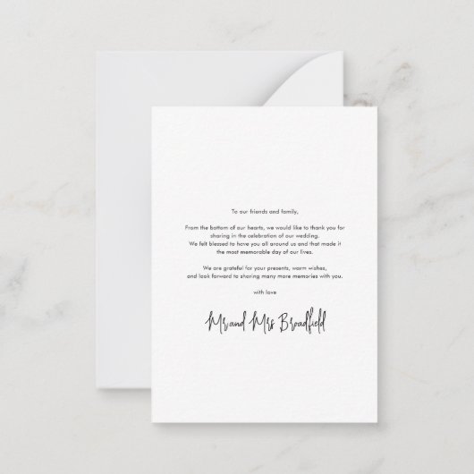 Budget met de hand gehuurde bruiloftsfoto's Dank u Notitiekaartje (Achterkant)