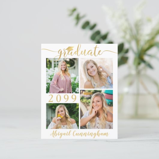 Budget Metallic Gold 5 Foto Afstuderen Aankondigin (Staand voorkant)