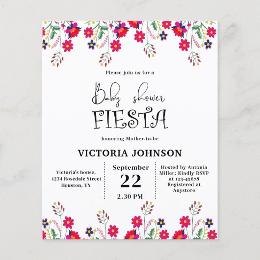 Budget Mexicaanse Fiesta Baby shower Party Uitnodi (Voorkant)