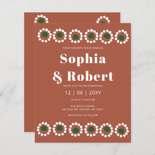 Budget Mexicaanse Fiesta Boho Barro bruiloft Uitno (Voorkant / Achterkant)