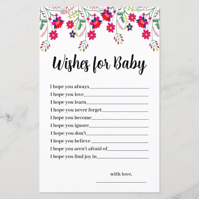 Budget Mexican Floral Prayers for Baby Shower Card (Voorkant)