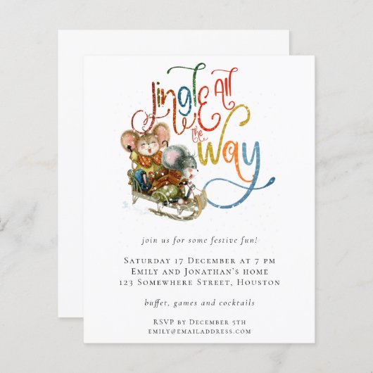 Budget Mice Jingle helemaal tot Kerstmis uitnodige (Voorkant / Achterkant)