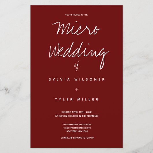 Budget Micro Wedding Burgundy Typografie (Voorkant)