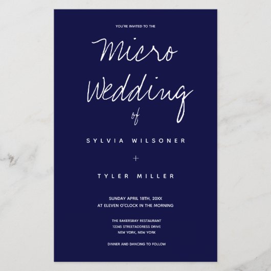 Budget Micro Wedding Dark Blue Typografie (Voorkant)