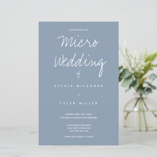 Budget Micro Wedding Dusty Blue Typografie (Staand voorkant)