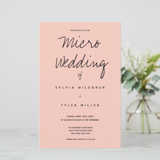 Budget Micro Wedding Pink Black Typografie (Staand voorkant)