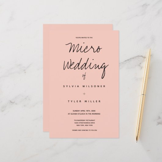 Budget Micro Wedding Pink Black Typografie (Voorkant / Achterkant in situ)