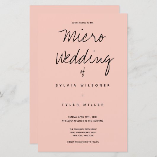 Budget Micro Wedding Pink Black Typografie (Voorkant / Achterkant)