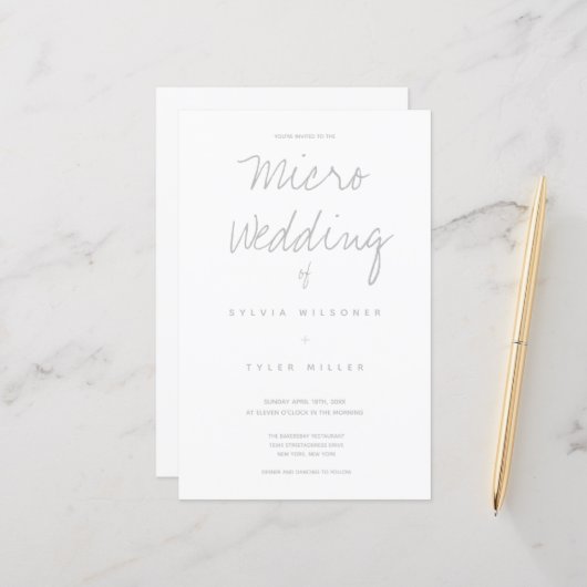 Budget Micro Wedding White Gray Typografie (Voorkant / Achterkant in situ)