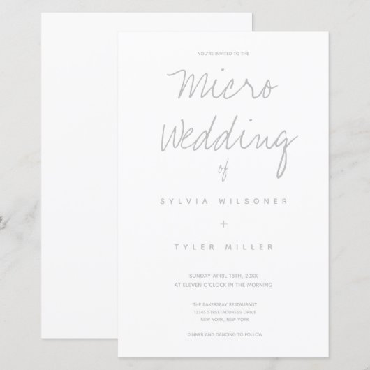 Budget Micro Wedding White Gray Typografie (Voorkant / Achterkant)