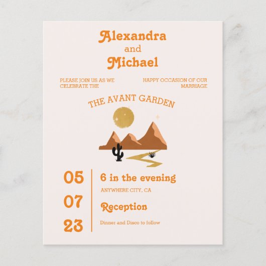 Budget  Mid Century Desert Bruiloft (Voorkant)