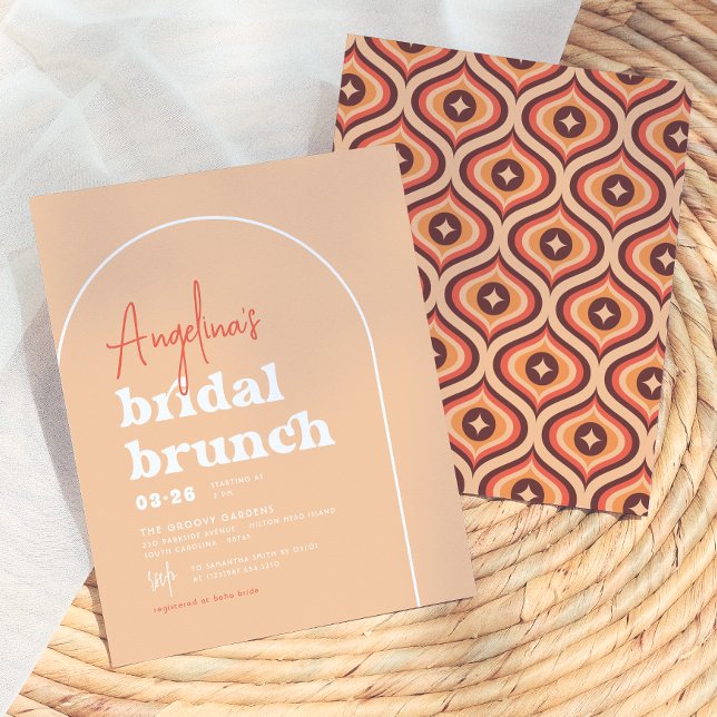 Budget Midden Moderne Retro Boog Bruiloft Brunch B (Creator heeft geüpload)