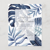 Budget Midnight Blue Bladeren Trouw Uitnodiging (Voorkant)