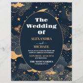 Budget Midnight Blue Goud Hemelbruiloft Flyer (Voorkant)