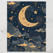 Budget Midnight Blue Goud Hemelbruiloft Flyer (Achterkant)