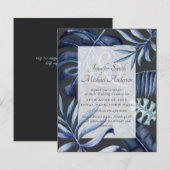 Budget Midnight Blue Leaf Wedding Ampersand (Voorkant / Achterkant)