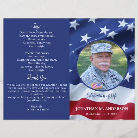 Budget Militaire Amerikaanse Vlag Veteraan Begrafe (Voorkant)