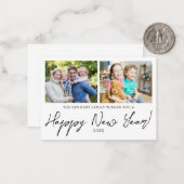 Budget Mini Happy Nieuwjaar 2 Foto Collage Notitiekaartje (Voorkant / Achterkant in situ)