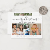 Budget Mini Kerstnieuwjaar 5 Foto Collage Notitiekaartje (Voorkant / Achterkant in situ)