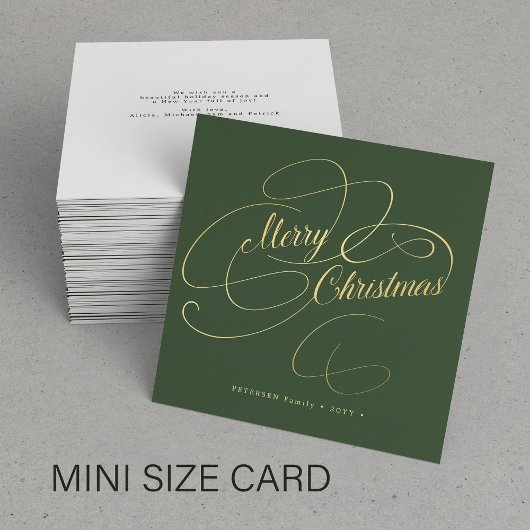 Budget MINI SIZE Merry Kerstgold script Notitiekaartje