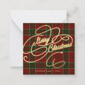 Budget MINI SIZE Vrolijk kerstplaid tartan Notitiekaartje (Voorkant)