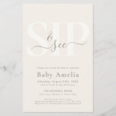 Budget Minimaal Beige Boho Script Boho Sip En Kijk Flyer (Voorkant)
