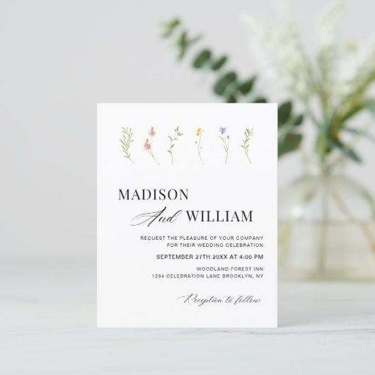 BUDGET Minimaal Boho Chic WildFlower Tuin Bruiloft (Staand voorkant)