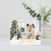 BUDGET Minimaal Elegant Goud Vrolijk Kerstfeest Fo (Staand voorkant)