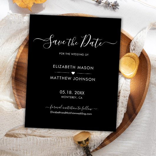 Budget Minimaal Elegant Script Zwart Save The Date