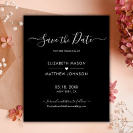 Budget Minimaal Elegant Script Zwart Save The Date