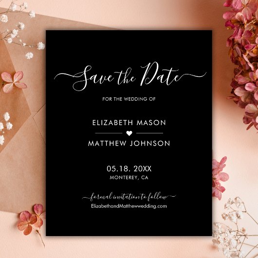 Budget Minimaal Elegant Script Zwart Save The Date