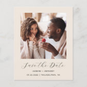 Budget Minimaal Fotoscript Beige De datum opslaan (Voorkant)