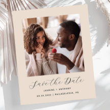 Budget Minimaal Fotoscript Beige De datum opslaan