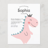 BUDGET Minimaal Roze Meisje Dinosaurus Verjaardags (Voorkant)