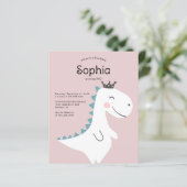 BUDGET Minimaal Roze Meisje Dinosaurus Verjaardags (Staand voorkant)