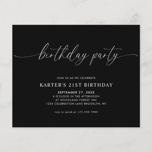 BUDGET Minimaal Script Zwart Wit Volwassene Verjaa (Voorkant)