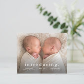 Budget Minimaal Tweeling Foto Geboorteaankondiging (Staand voorkant)