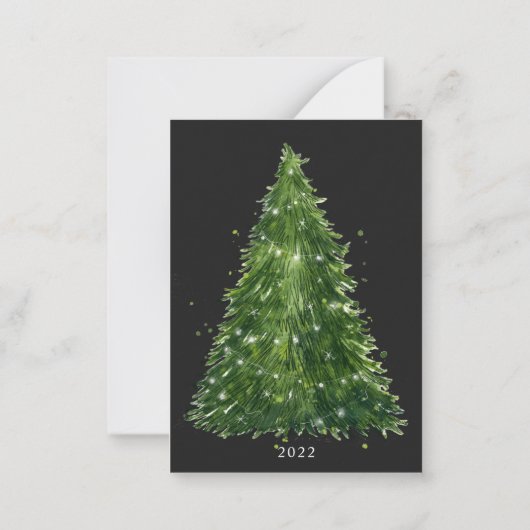 budget minimaal waterverf kerstboombomen feestdage notitiekaartje (Achterkant)
