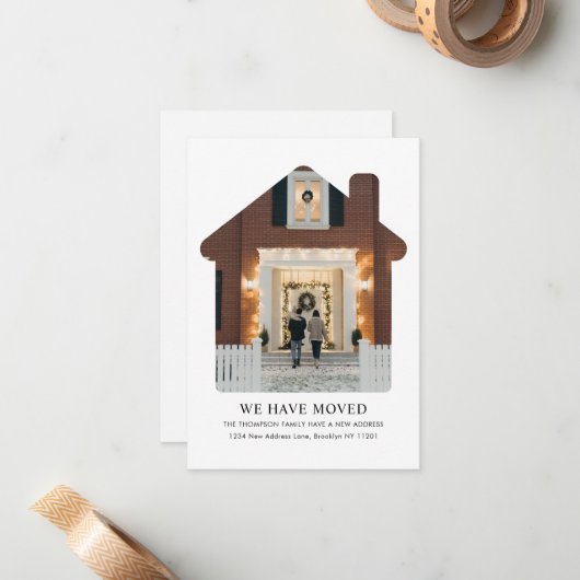 BUDGET MINIMAAL We hebben nieuwe Home Photo Moving Notitiekaartje (Voorkant / Achterkant in situ)