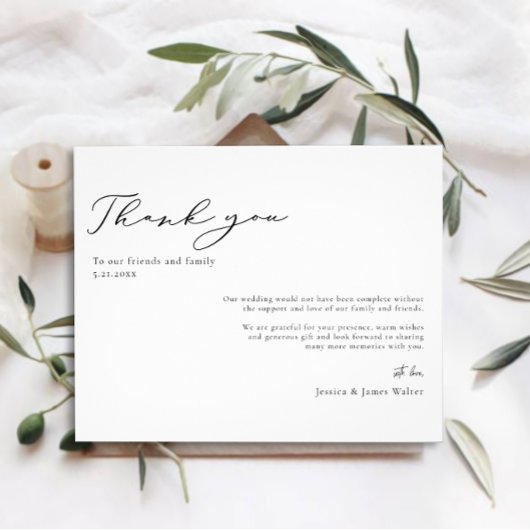 Budget Minimaal Zwart-wit Bruiloft Dank u Flyer