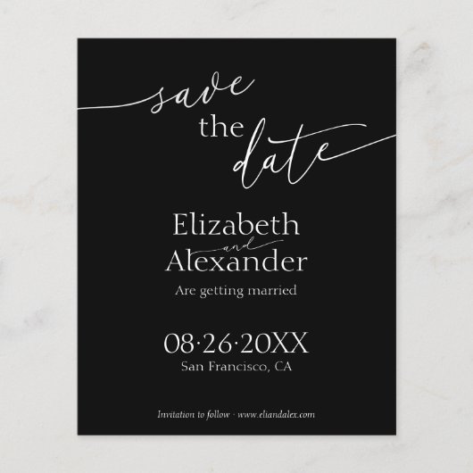 Budget Minimaal Zwart & Wit Script Sla de datum op (Voorkant)