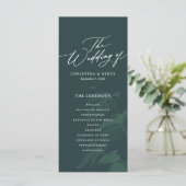 Budget Minimal and Chic Green Wedding Program (Staand voorkant)