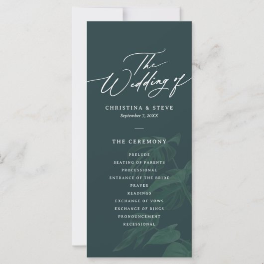 Budget Minimal and Chic Green Wedding Program (Voorkant)