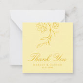 Budget Minimal Butter Yellow Wedding Thank You Notitiekaartje (Voorkant)