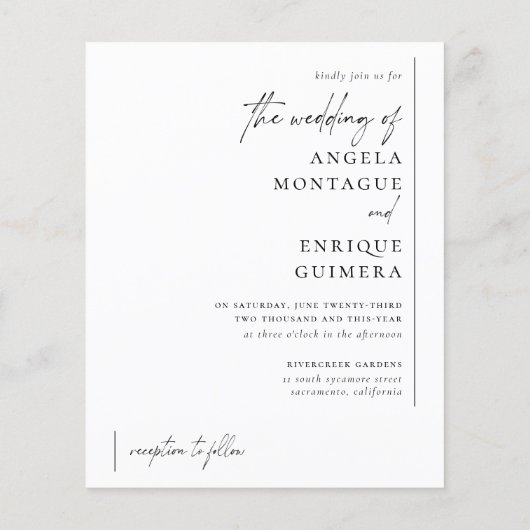Budget Minimal Elegant Typography Photo Wedding (Achterkant)