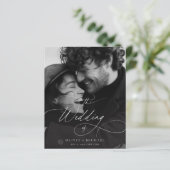 Budget Minimal Script Sunset Photo Wedding Invites (Staand voorkant)