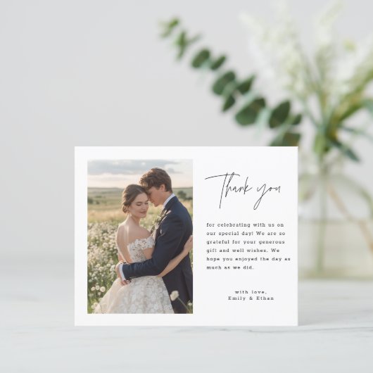 Budget Minimal Script Wedding Photo Dank u kaart (Staand voorkant)