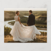 Budget Minimal Script Wedding Photo Dank u kaart (Achterkant)