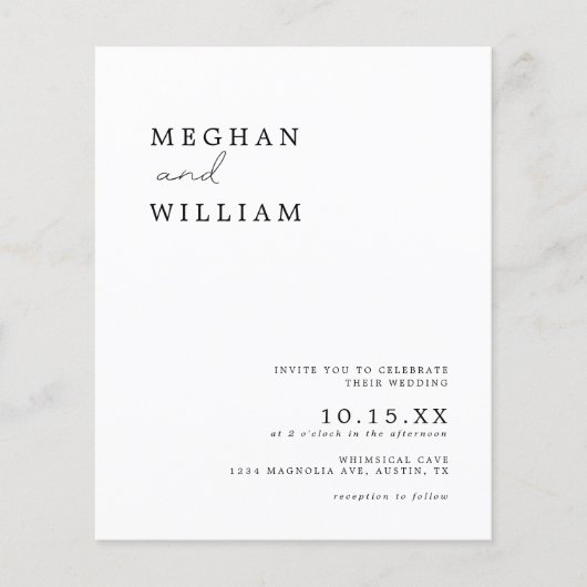 Budget Minimale Boho Foto Bruiloft Uitnodiging Flyer (Voorkant)