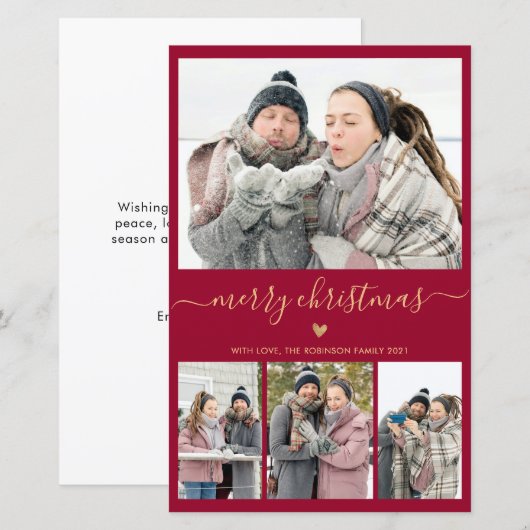 Budget Minimale Bordo Gold 4-fotokerstkaart (Voorkant / Achterkant)